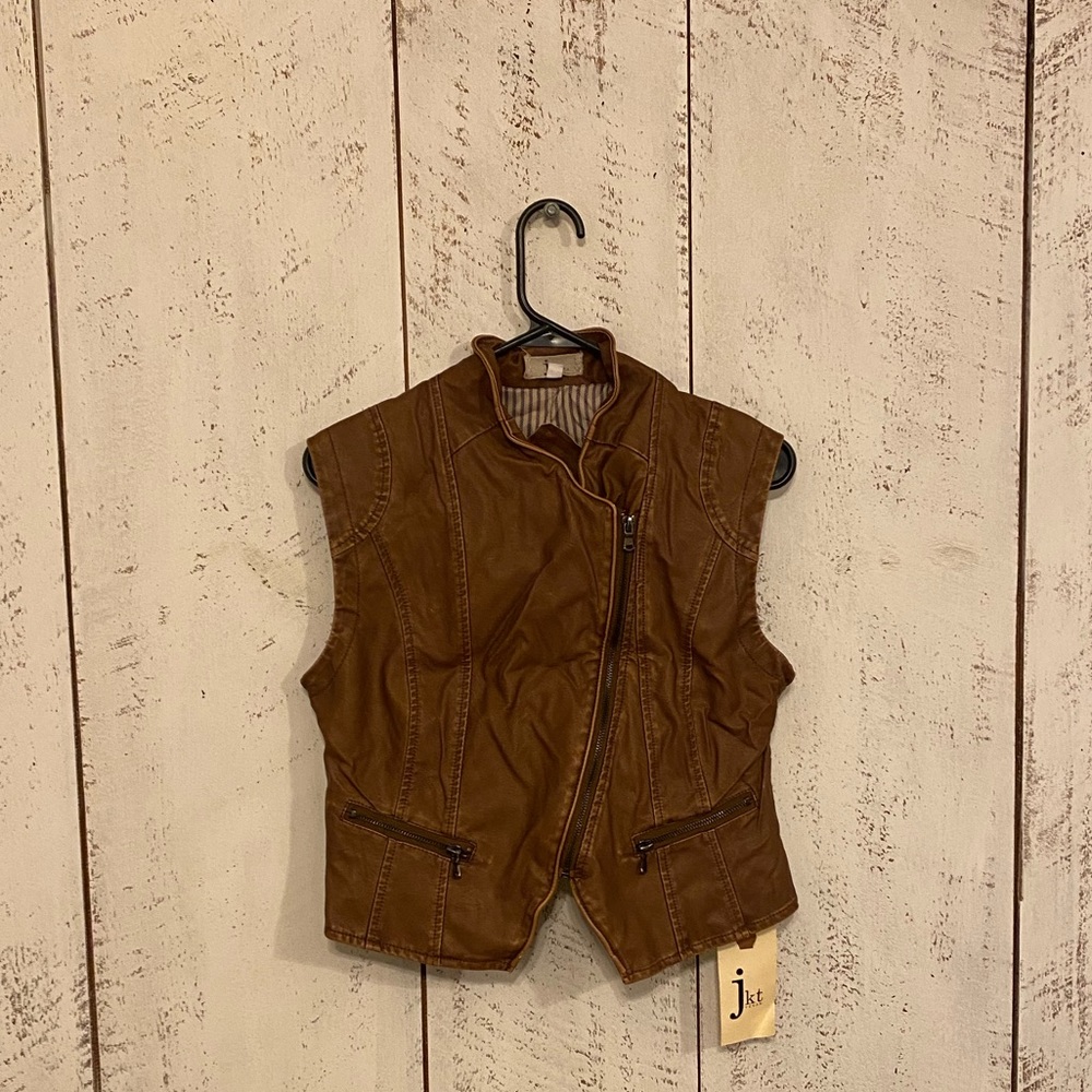 Brown leather vest